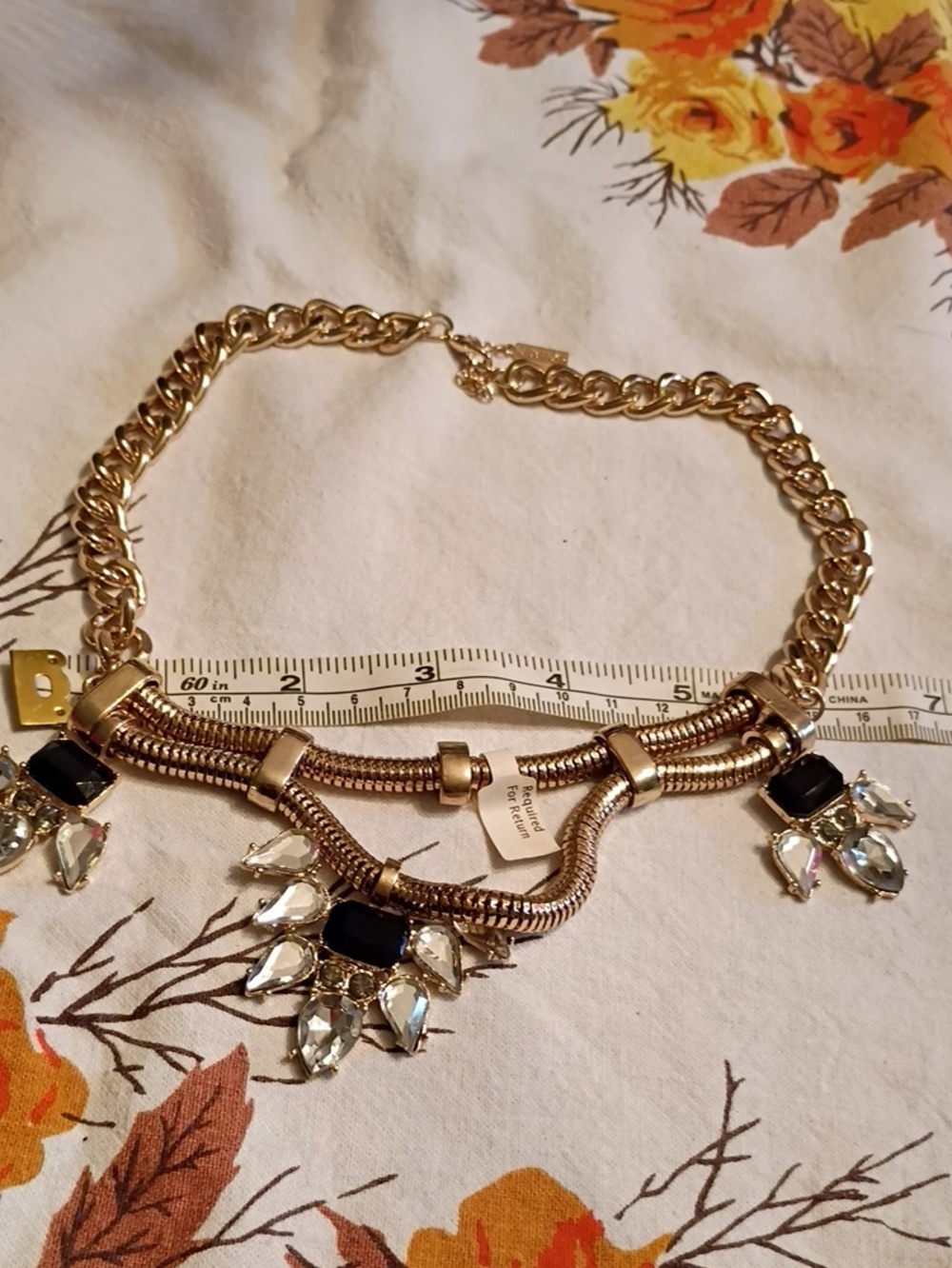 BaubleBar Gold-Tone Necklace with Black and Clear Crystal Accents